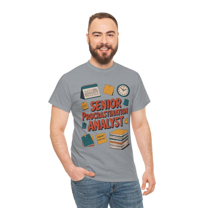 Senior Procrastination Analyst Tee, Funny Office Shirt, Gift for Graduates, Motivation T-Shirt, Humor Apparel, Job Humor Clothing