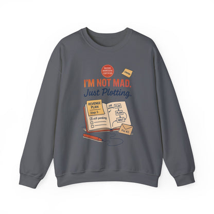 Funny Mens Revenge Sweatshirt, Im Not Mad Just Plotting, Passive Aggressive Sarcastic Crewneck for Him
