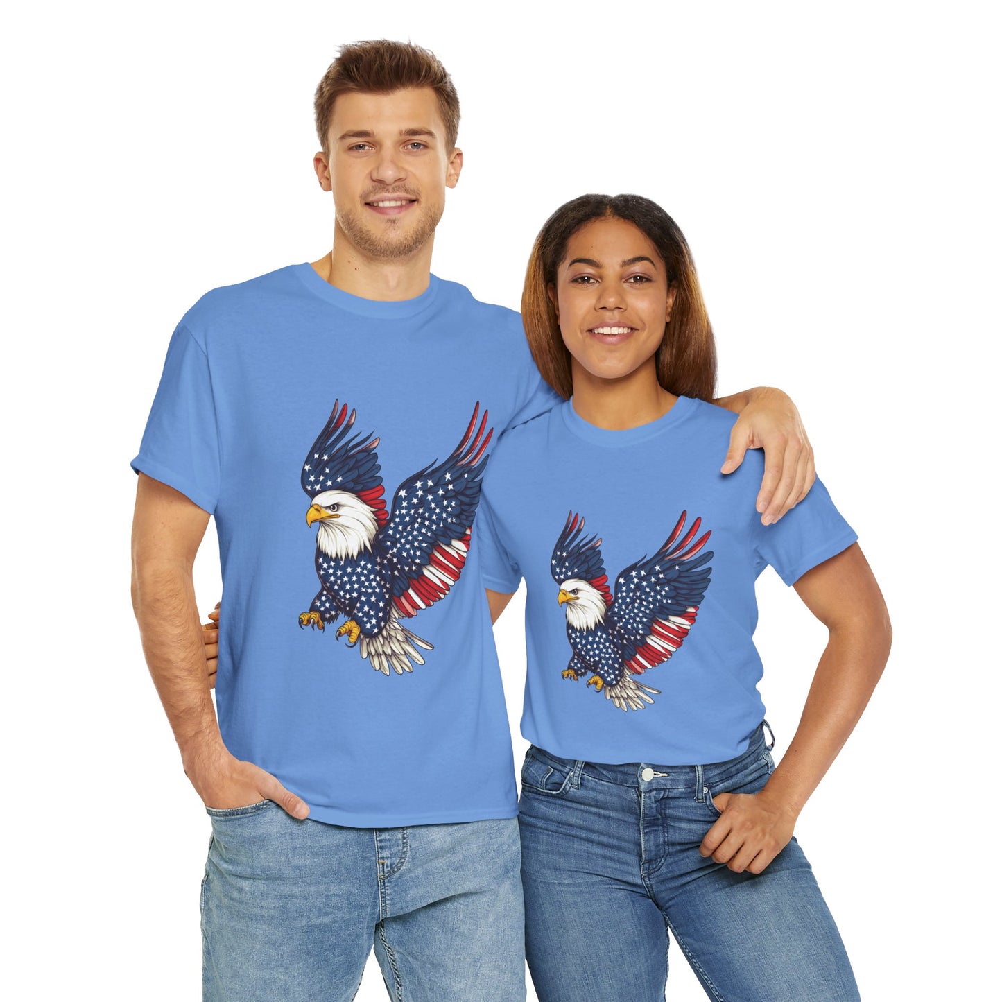 Patriotic Eagle Tee | Unisex Heavy Cotton T-Shirt for Independence Day, Memorial Day, Veterans Day, Gift for Nature Lovers, Casual Wear