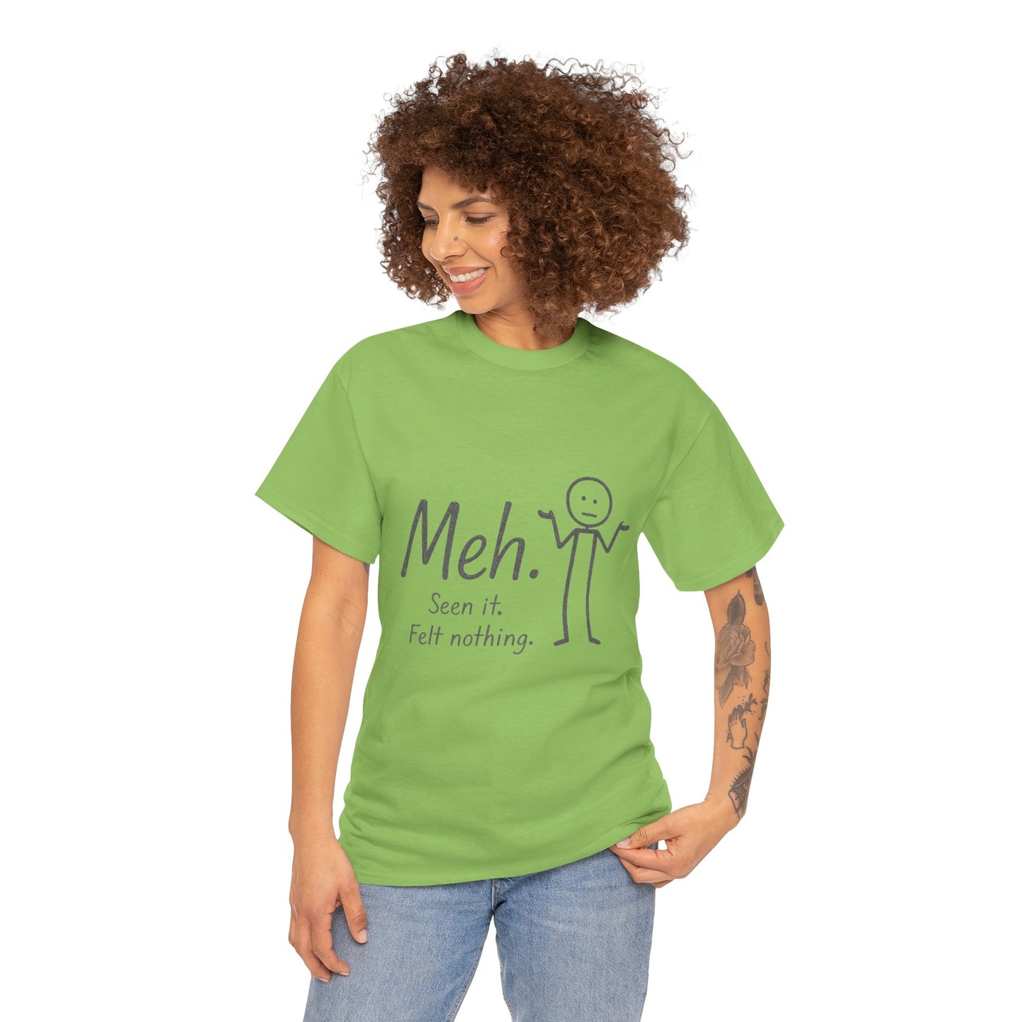 Funny Women's Heavy Cotton Tee, 'Meh' Graphic Shirt, Perfect Gift for Sarcastic Friends, Casual Wear, Birthdays, Everyday Humor, Comfy Tee