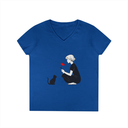Cat Lover's V-Neck T-Shirt - Cute Graphic Tee for Pet Owners, Gifts for Cat Lovers, Animal Lover Apparel, Valentine's Day, Cat Love