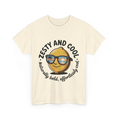Zesty Lemon Tee, Womens Heavy Cotton T-Shirt, Funny Graphic Tee, Summer Apparel, Gift for Lemon Lovers, Casual Style, Funny Summer Tee