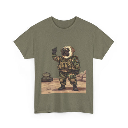 Cute Army Bulldog Tee, Funny Dog Army Pug Men's Heavy Cotton Tee, Pet Lovers Gift, Military Humor Clothing, Dog Dad T-Shirt