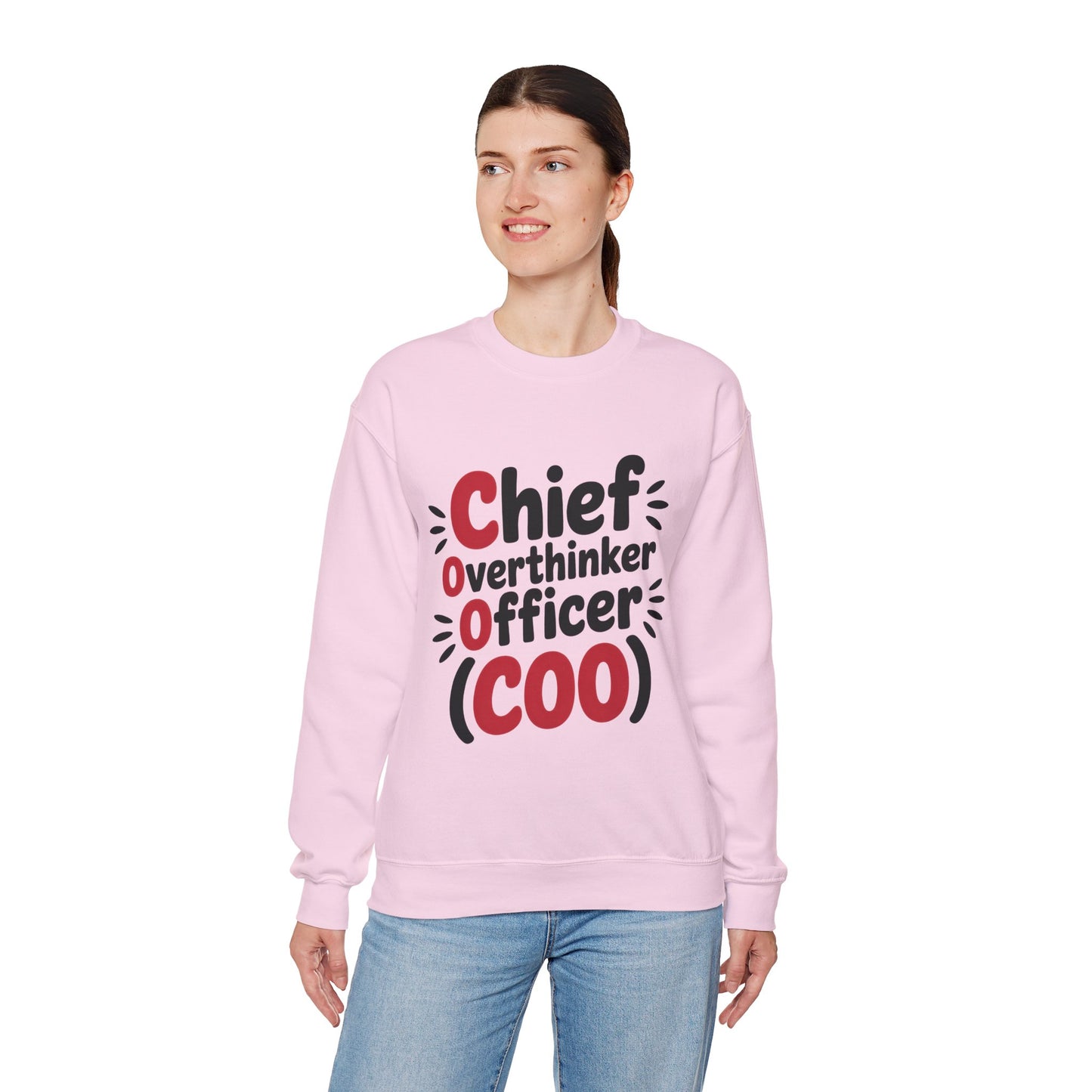 Chief Overthinker Officer Women's Sweatshirt, COO Funny Office Humor Graphic Pullover, Women's Heavy Blend™ Crewneck Sweatshirt