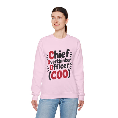 Chief Overthinker Officer Women's Sweatshirt, COO Funny Office Humor Graphic Pullover, Women's Heavy Blend™ Crewneck Sweatshirt
