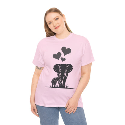 Elephant Mom and Baby T-Shirt, Elephant Love Cotton Tee, Cute Animal Shirt, Animal Lover Gift, Cute Minimalist Elephant Design