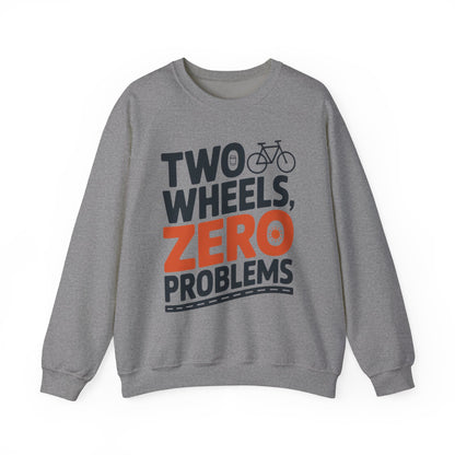 Men's Heavy Blend™ Crewneck Sweatshirt, Two Wheels Zero Problems Mens Casual Biker Sweatshirt, Gift for Cyclists