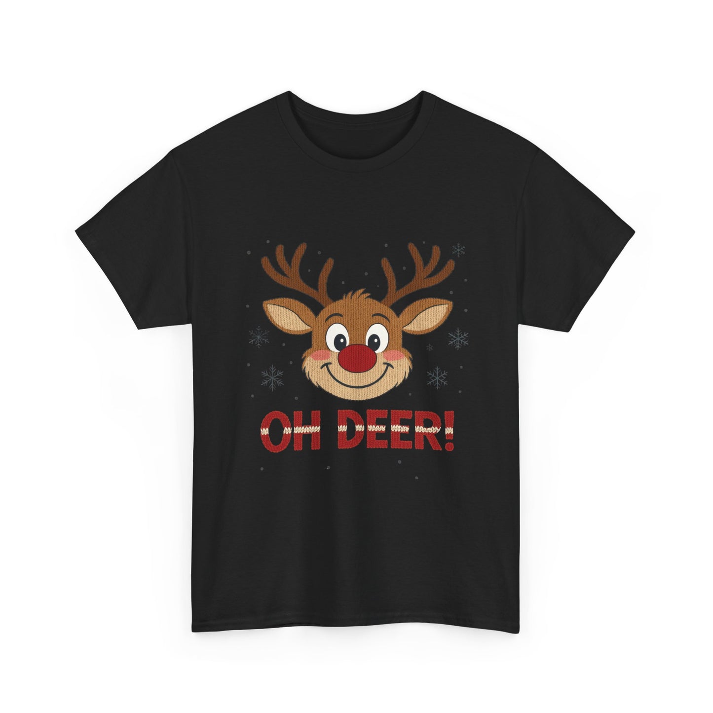 Women's Oh Deer Christmas T-Shirt, Cute Reindeer Holiday Graphic Tee, Women's Heavy Cotton Tee