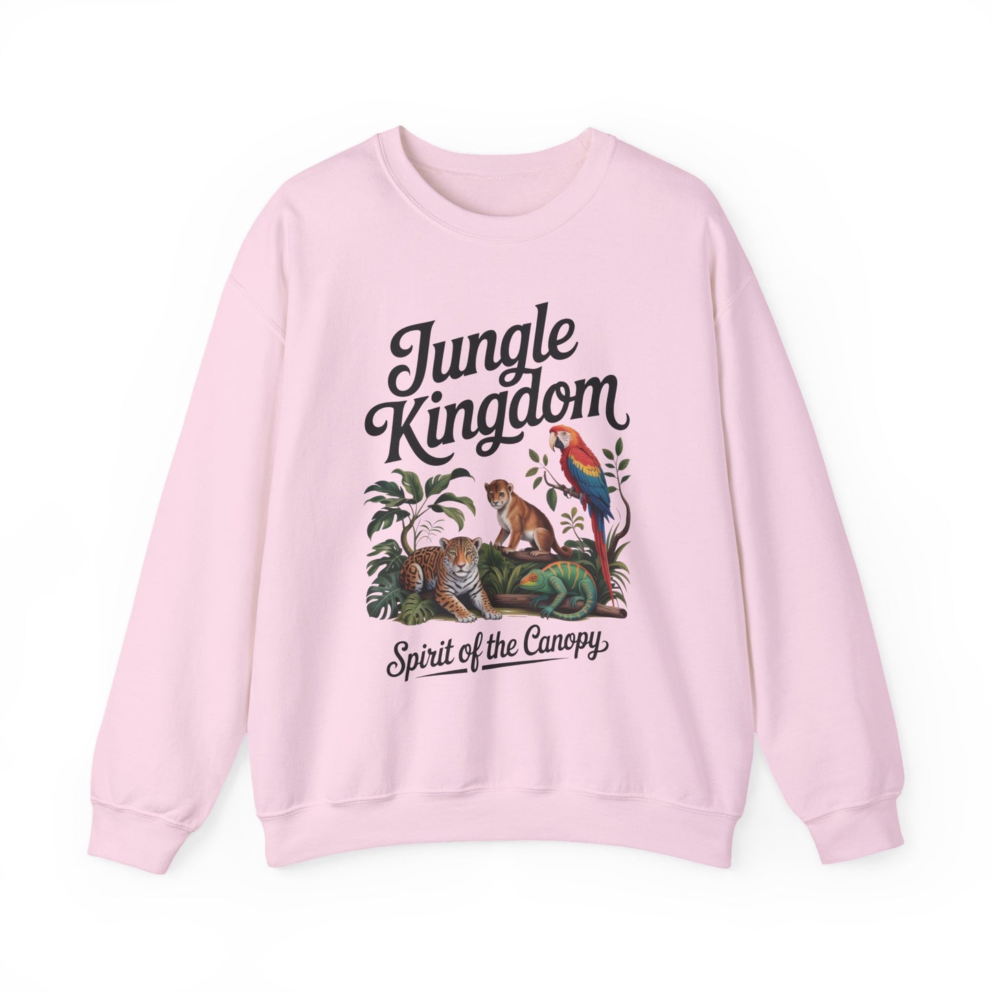 Jungle Kingdom Womens Sweatshirt, Cozy Jungle Crewneck, Nature Lover Gift, Wildlife Artwork, Eco-Conscious Apparel, Animal Enthusiast Clothing