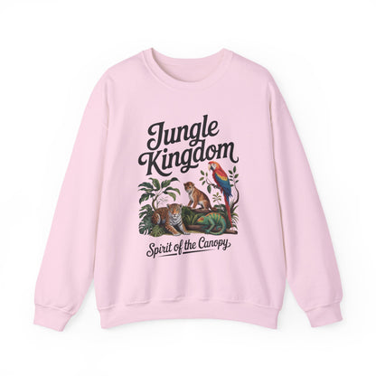 Jungle Kingdom Womens Sweatshirt, Cozy Jungle Crewneck, Nature Lover Gift, Wildlife Artwork, Eco-Conscious Apparel, Animal Enthusiast Clothing