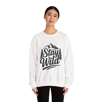 Stay Wild Unisex Crewneck Sweatshirt, Cozy Casual Wear for Adventurers, for Nature Lovers, Mountain Nature Unisex Crewneck Sweatshirt