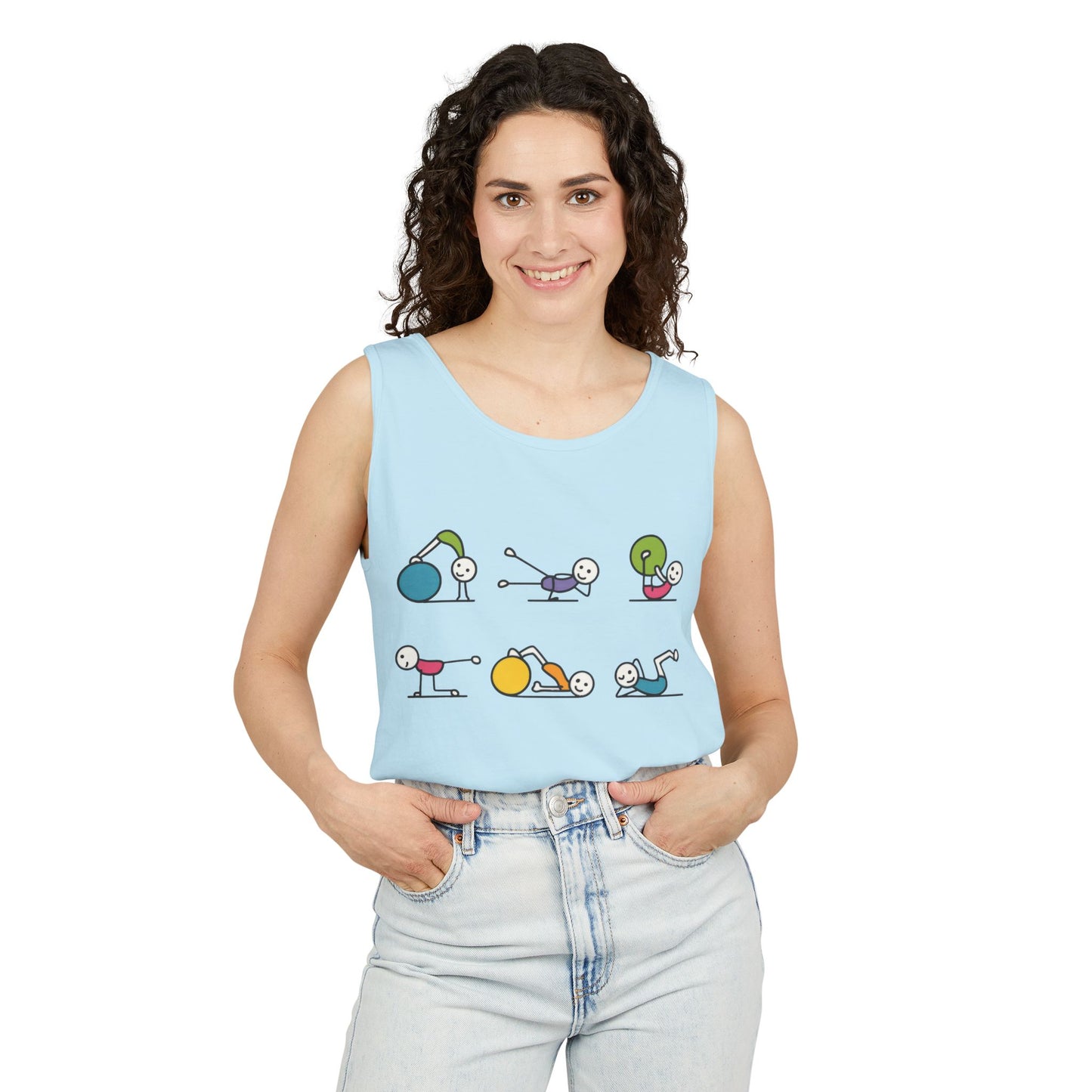 Womens Garment-Dyed Tank Top, Fit Fun Pilates Womens Tank Top, Cute Workout Shirt, Funny Yoga Gym Top for Women
