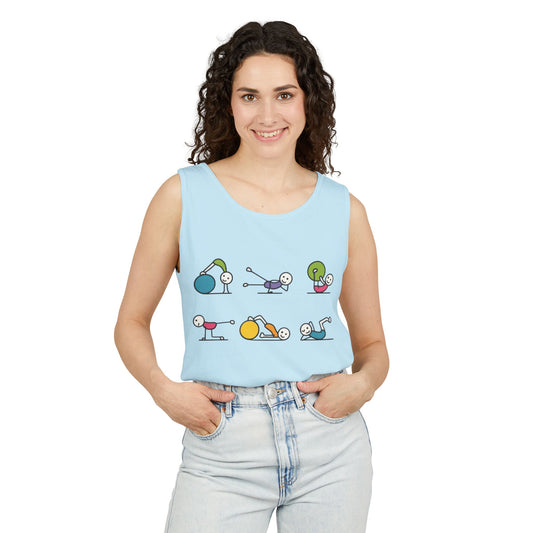 Womens Garment-Dyed Tank Top, Fit Fun Pilates Womens Tank Top, Cute Workout Shirt, Funny Yoga Gym Top for Women