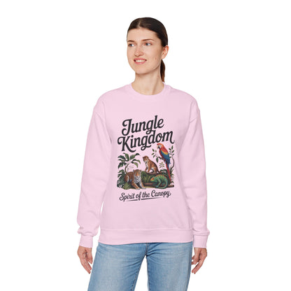 Jungle Kingdom Womens Sweatshirt, Cozy Jungle Crewneck, Nature Lover Gift, Wildlife Artwork, Eco-Conscious Apparel, Animal Enthusiast Clothing
