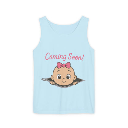 Coming Soon Maternity Tank Top, Cute Baby Girl Pregnancy Announcement Shirt, Expecting Mom Gift, Gender Reveal Tee, Baby Shower Gift