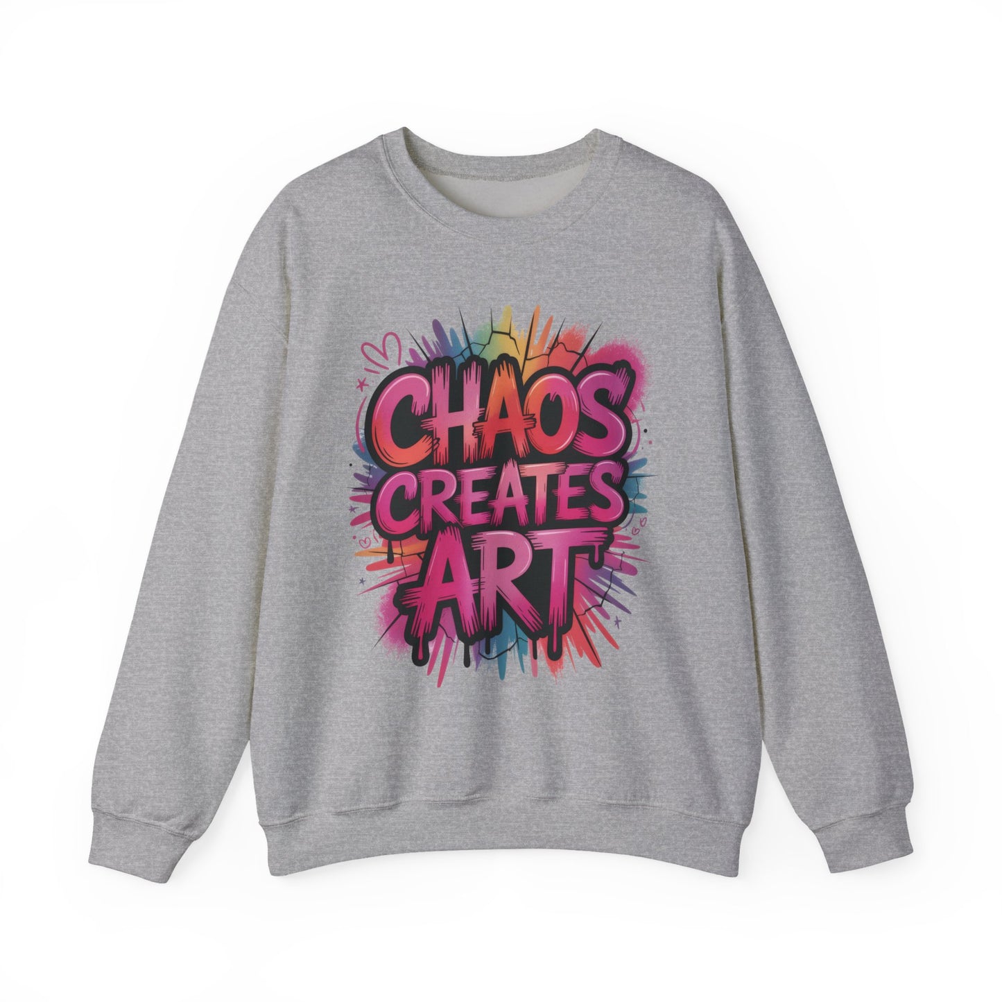 Women's Heavy Blend™ Crewneck Sweatshirt, Chaos Creates Art Graffiti Sweatshirt, Streetwear Sweatshirt