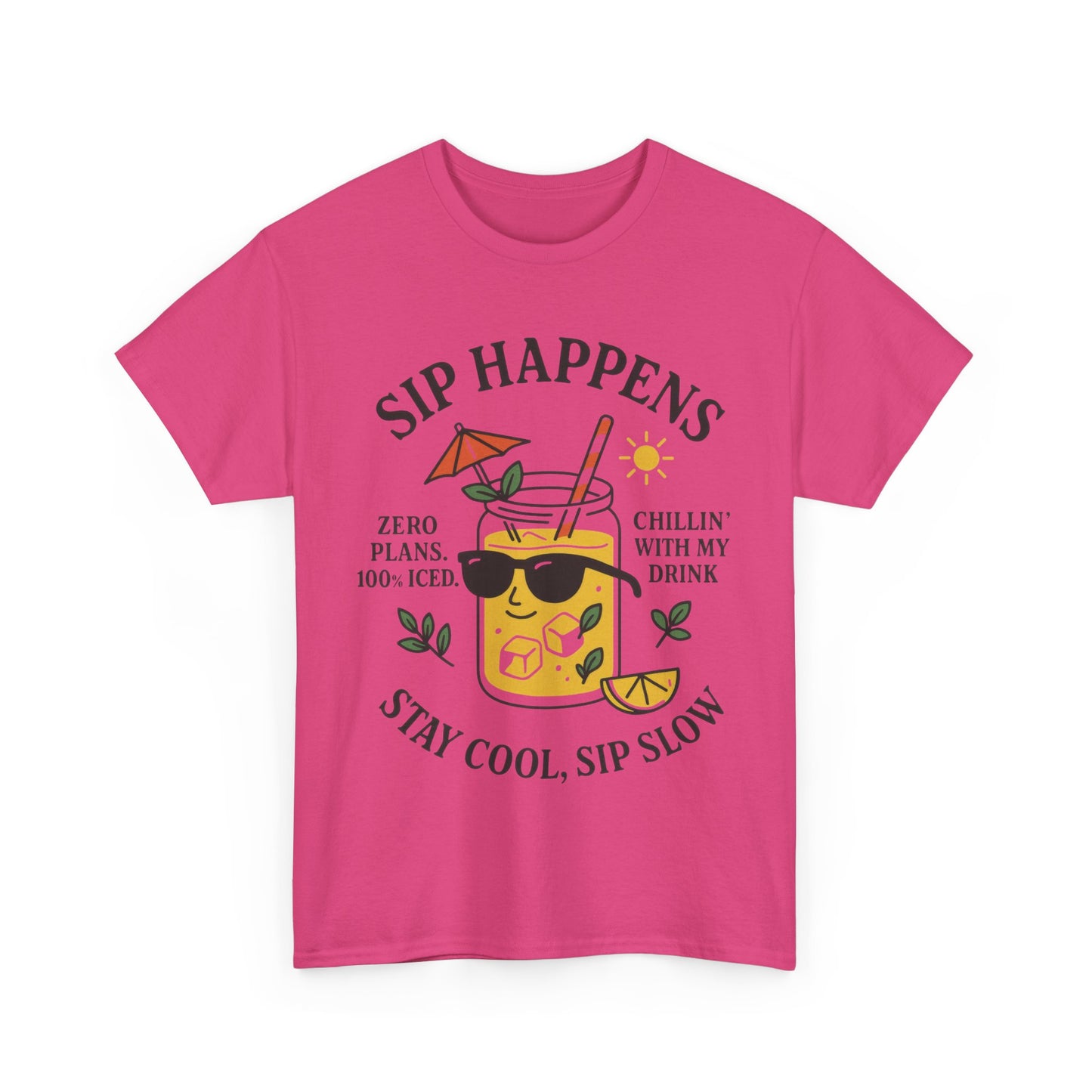 Sip Happens Womens T-Shirt, Funny Summer Drink Graphic Tee, Stay Cool Sip Slow Lemonade Shirt, , Beach Wear, BBQ Parties, Chill Summer Vibes