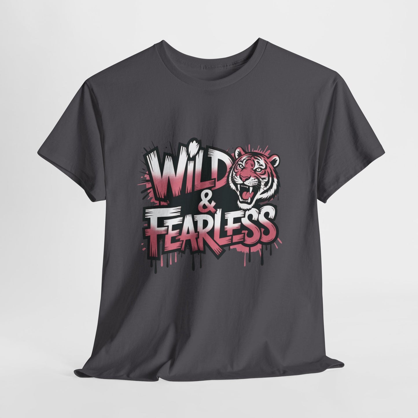 Womens Wild & Fearless T-Shirt, Tiger Graphic Graffiti Tee, Bold Urban Streetwear Top