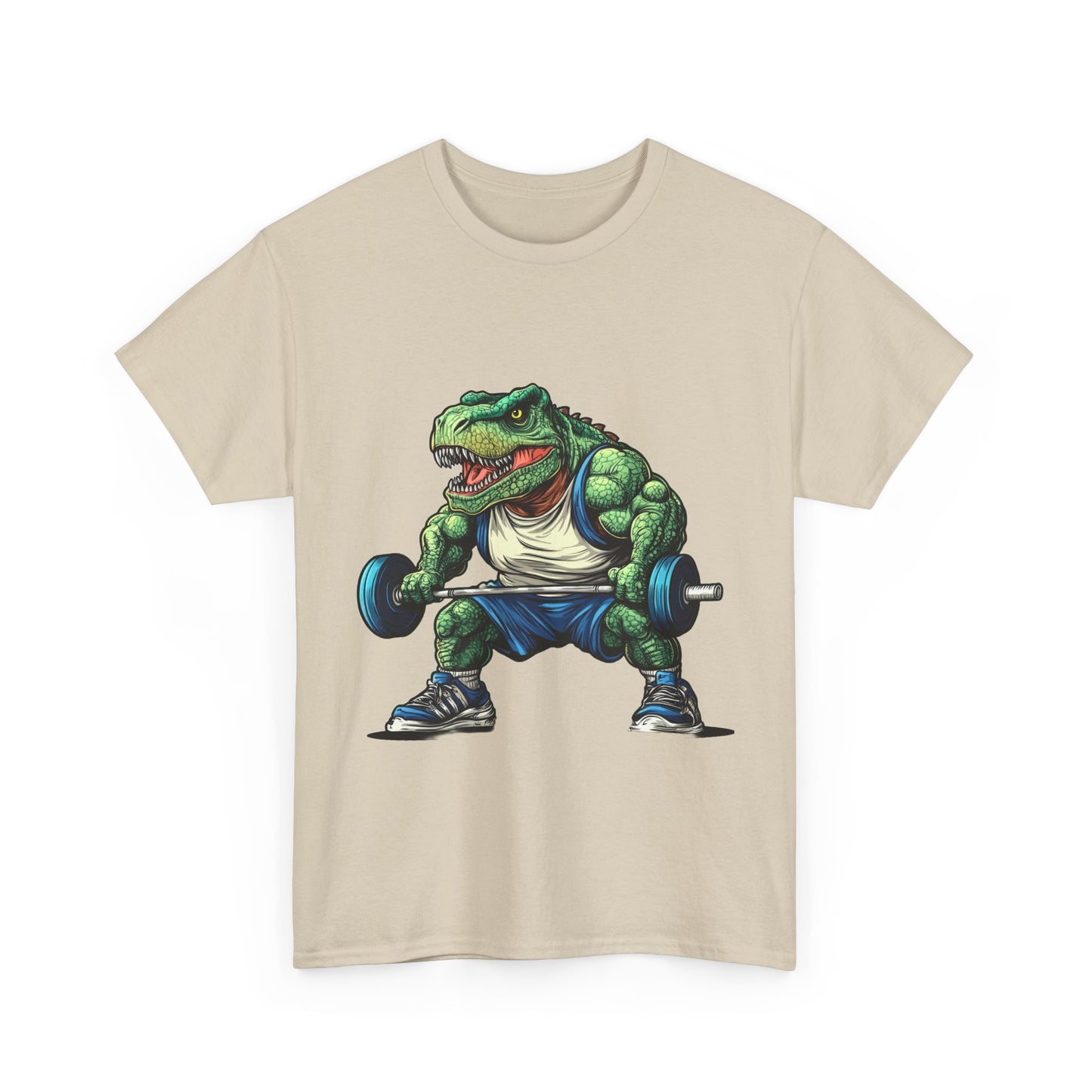 Dino Gym Tee, Muscle T-Rex Gym T-Shirt, Funny Men's Heavy Cotton T-Shirt,Fitness Gift for Gym Lovers, Cute Dinosaur Tee