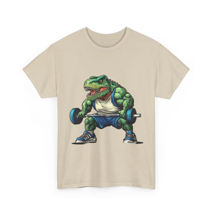 Dino Gym Tee, Muscle T-Rex Gym T-Shirt, Funny Men's Heavy Cotton T-Shirt,Fitness Gift for Gym Lovers, Cute Dinosaur Tee