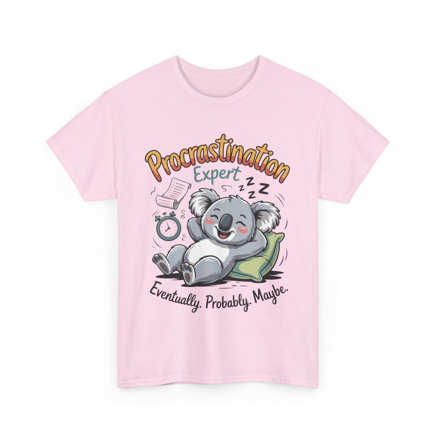 Procrastination Expert Cotton Tee, Funny T-Shirt, Cute Koala Design, Gift for Students, Relaxed Fit Shirt, Gift for Animal Lovers