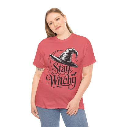 Stay Witchy Gothic Moon Witch Hat Women's T-Shirt, Minimalist Halloween Witchy Graphic Tee