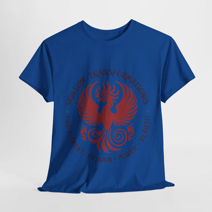 Phoenix Fire Element T-Shirt, Sigillum Transformationis Seal, Passion Power Rebirth Totem, Phoenix Symbol Unisex Tee, Spiritual Tee