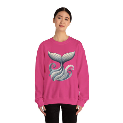 Whale Tail Ocean Sweatshirt, Unisex Heavy Blend Crewneck Sweatshirt, Nautical Coastal Sea Life Gift for Beach Lovers, Gift for Ocean Lovers