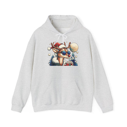 Cool Reindeer Christmas Hoodie, Funny Holiday Hot Cocoa Pullover for Men
