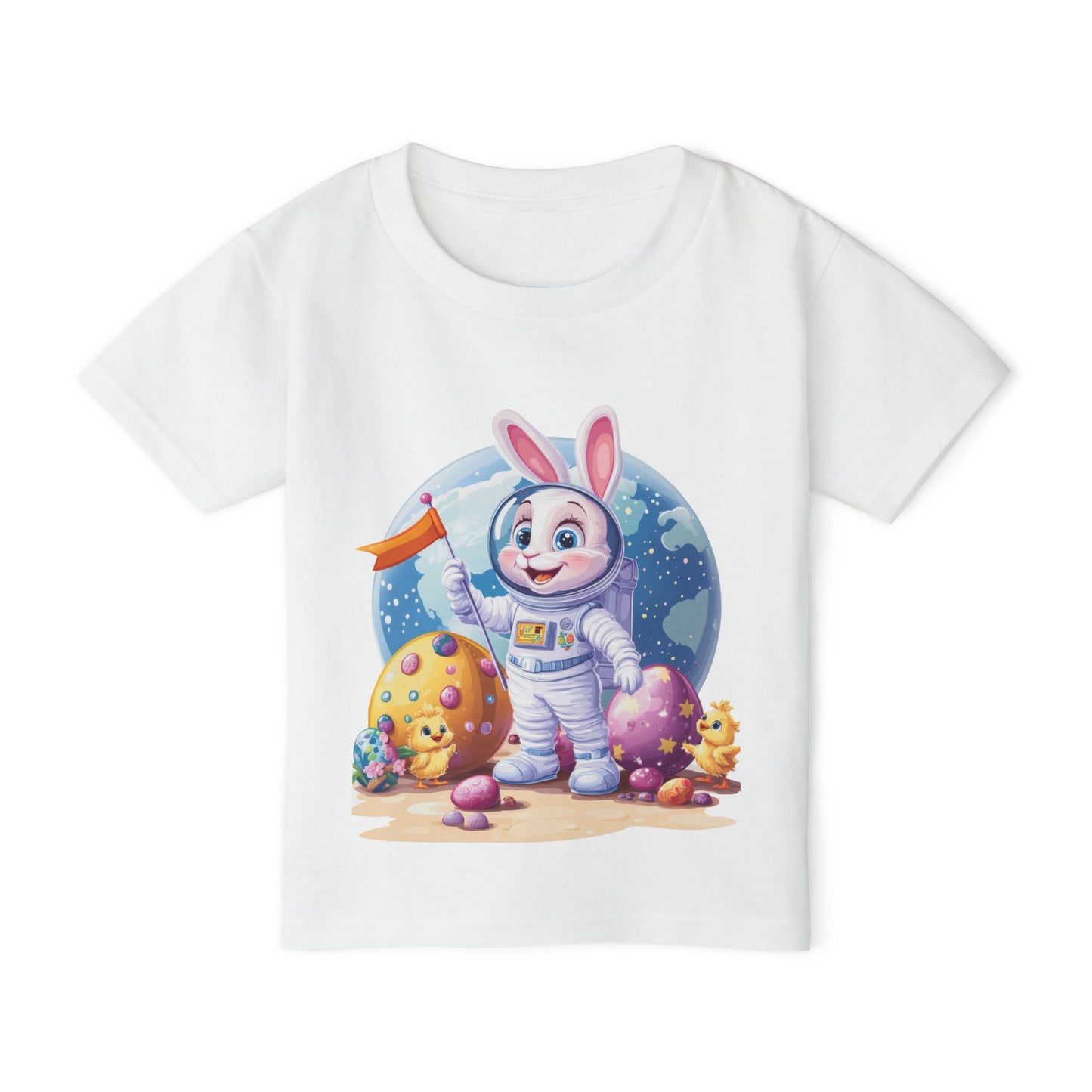 Kids Easter Astronaut Bunny T-Shirt, Space Bunny with Eggs, Galaxy Adventure Tee, Cute Bunny Gift for Boys and Girls, Easter Gift Toddler