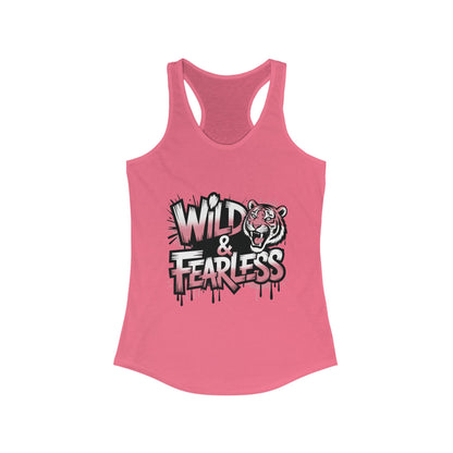 Women's Ideal Racerback Tank, Women's Tank Top Wild & Fearless, Tiger Graffiti Graphic Bold Urban Streetwear Shirt