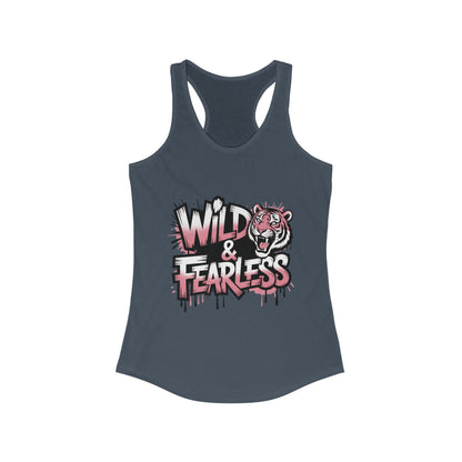 Women's Ideal Racerback Tank, Women's Tank Top Wild & Fearless, Tiger Graffiti Graphic Bold Urban Streetwear Shirt