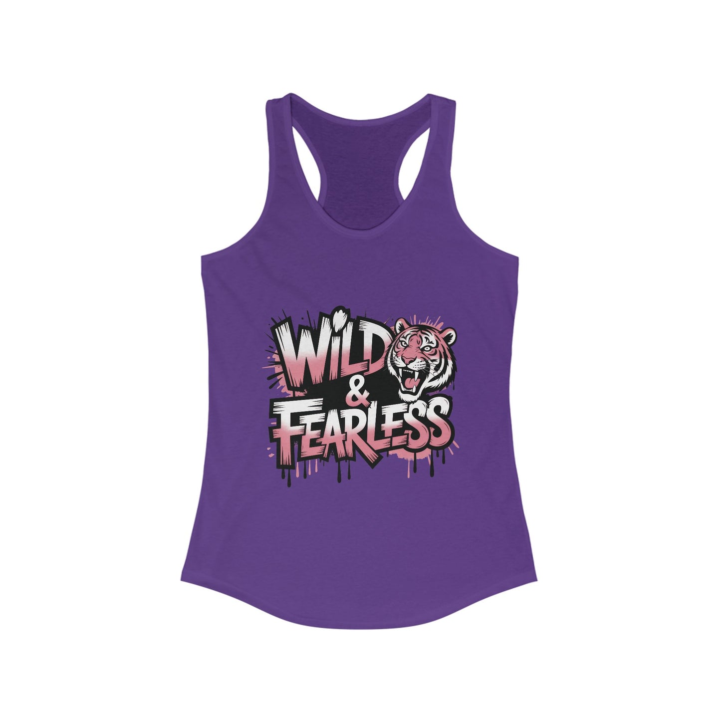 Women's Ideal Racerback Tank, Women's Tank Top Wild & Fearless, Tiger Graffiti Graphic Bold Urban Streetwear Shirt