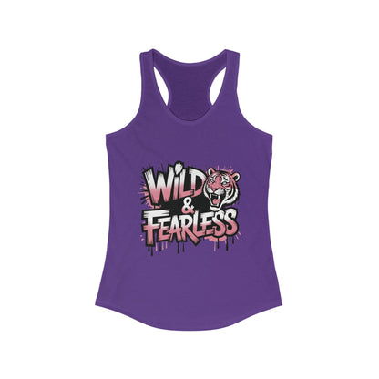 Women's Ideal Racerback Tank, Women's Tank Top Wild & Fearless, Tiger Graffiti Graphic Bold Urban Streetwear Shirt