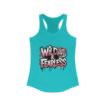 Women's Ideal Racerback Tank, Women's Tank Top Wild & Fearless, Tiger Graffiti Graphic Bold Urban Streetwear Shirt