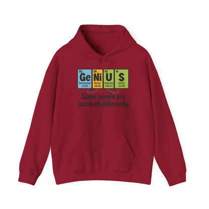Funny Mens Genius Hoodie, Periodic Table Nerd Sweatshirt, Smart Science Pullover Gift for Him, Science Lover Apparel, Funny Hoodie