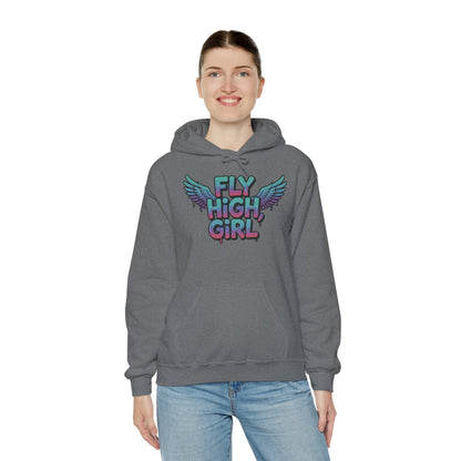 Women's Hoodie Fly High Girl, Angel Wings Graffiti Drip Graphic Pullover, Streetwear Hoodie