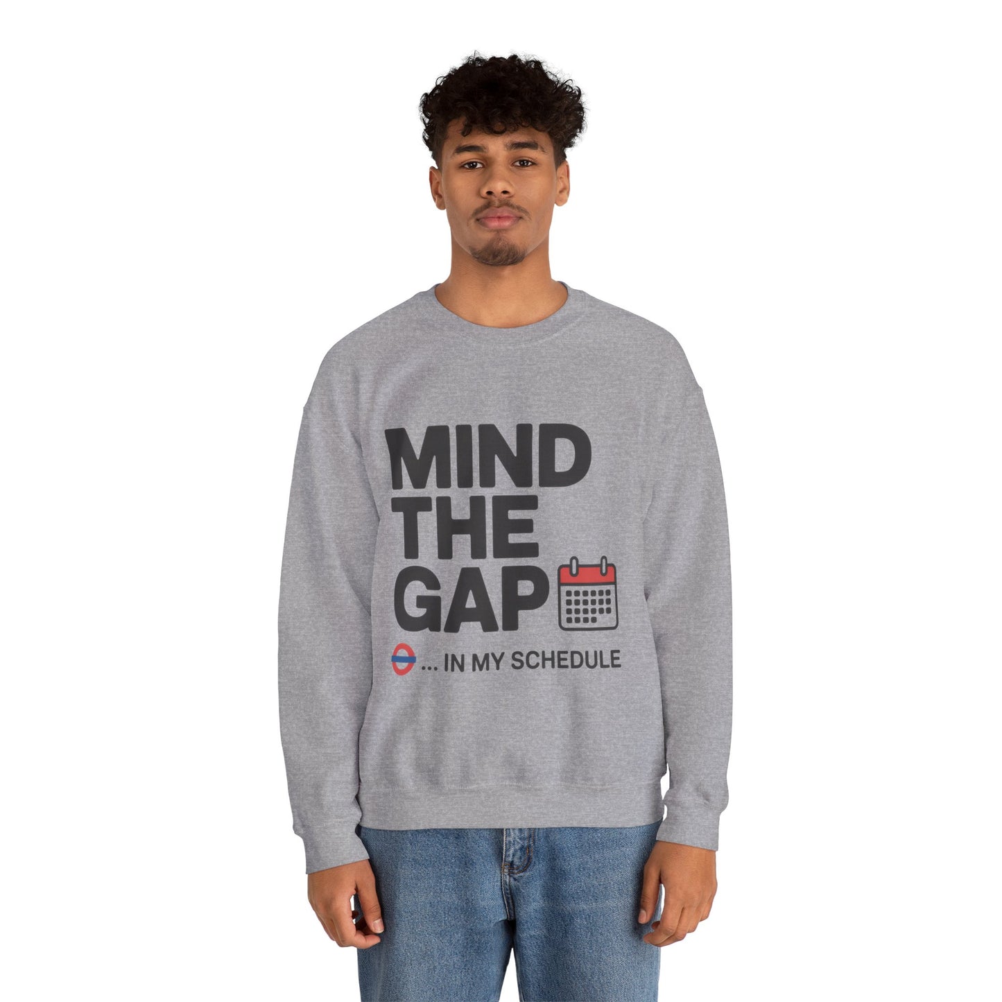Funny Men's Sweatshirt, Mind The Gap Office Humor, London Underground Inspired Graphic Pullover