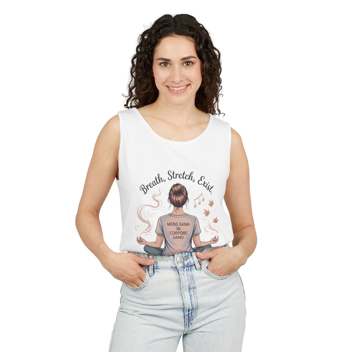 Zen Sarcastic Tank Top, Unisex Meditation Shirt, Breath Stretch Exist Tee, Yoga Apparel, Gift for Mindfulness Lovers