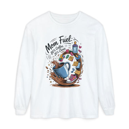 Mom Fuel Long Sleeve T-Shirt, Coffee Lovers Gift, Mother's Day Apparel, Cute Mom Shirt, Coffee Lover Mom Life Top, Coffee Lover's Tee