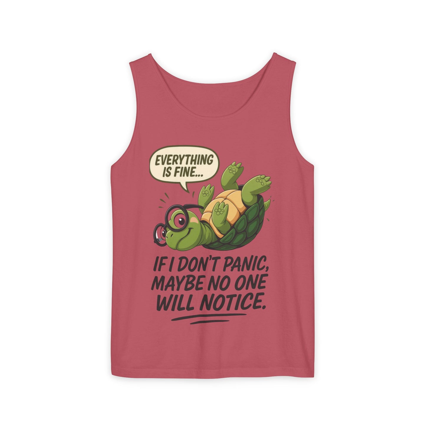 Funny Turtle Womens Tank Top, Everything is Fine, Womens Summer Apparel, Relaxed Fit, Pool Party, Beachwear, Humorous Gift