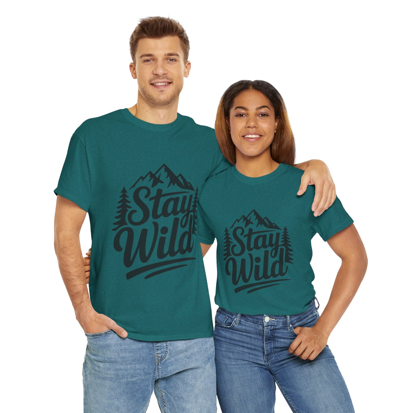 Stay Wild Adventure Tee, Unisex Heavy Cotton Tee for Nature Lovers, Camping, Hiking, Gifts for Outdoorsy Friends, Nature Graphic Tee