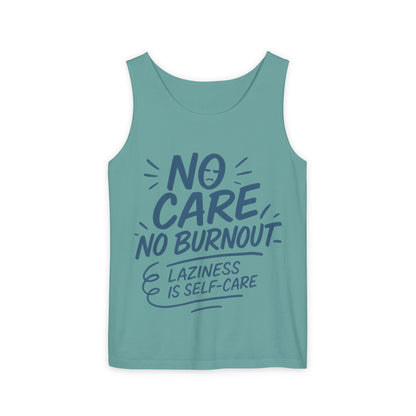 Mens Lazy Life Tank Top, No Care No Burnout Funny Quote, Workout Gym Sleeveless Shirt, Humor Gift for Him, Gift for Mental Health Awareness