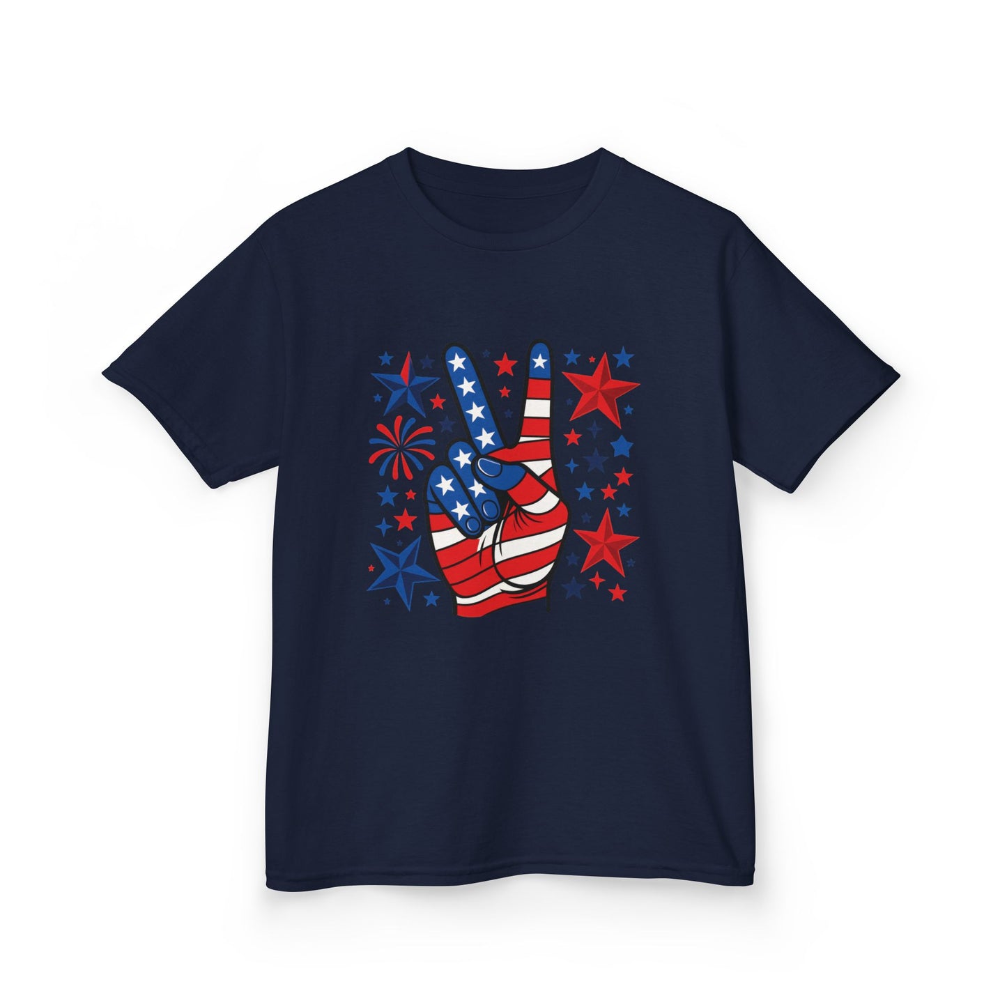Kids Peace Sign Tee, Patriotic Children's T-Shirt, Americana Style Tee, July 4th Outfit, Independence Day Gift, Star-Spangled Shirt