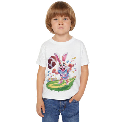 Touchdown Bunny Toddler T-Shirt - Fun Easter Football Shirt for Kids, Playful Bunny Sports Tee, Spring Game Day Outfit, Kids Easter Gift