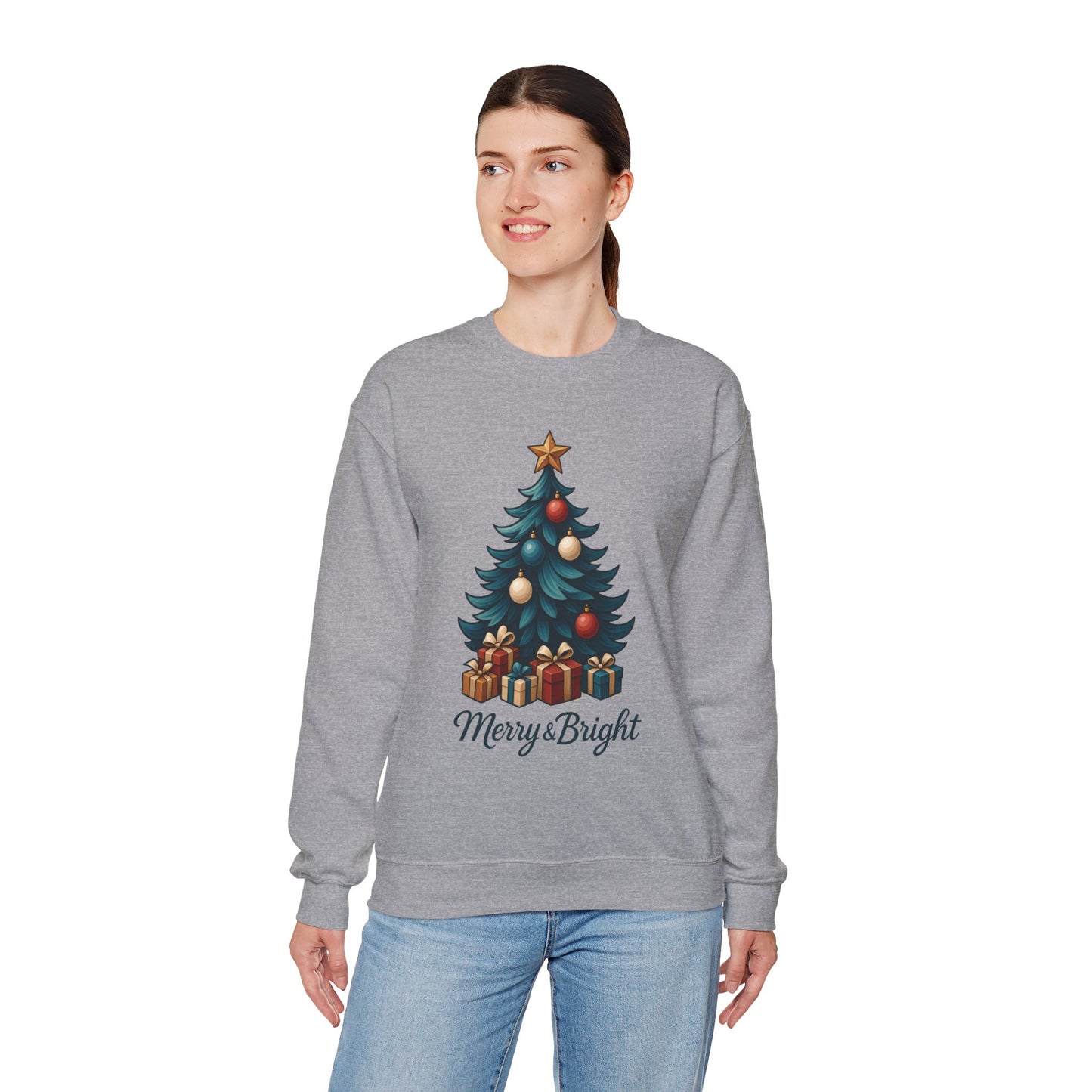 Merry Bright Christmas Sweatshirt, Cozy Holiday Pullover