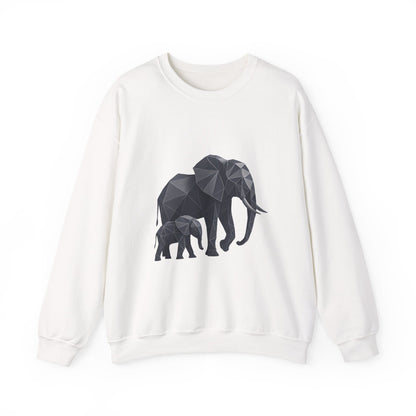 Geometric Elephant Sweatshirt, Cozy Unisex Crewneck, Animal Lover Gift, Nature Inspired Apparel, Eco-Friendly Fashion, Gift for Her