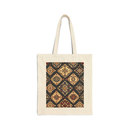 Bohemian Pattern Cotton Canvas Tote Bag, Eco-Friendly Shopping Bag, Art Tote, Beach Bag, Gift for Her, Market Tote