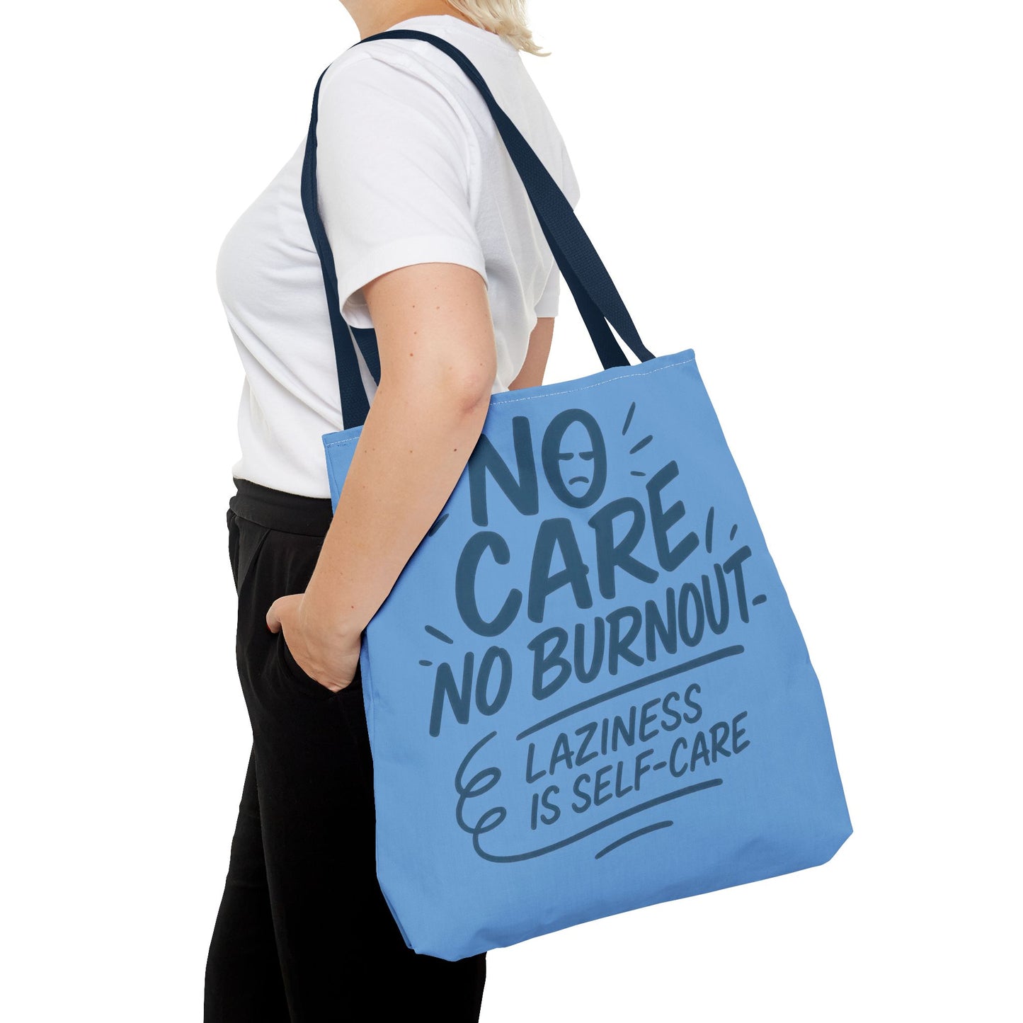 Laziness is Self-Care Funny Quote Bag, Oversized Reusable Canvas Shopping Tote, Sarcastic Self-Care Gift, Weekend Getaway, Everyday Use