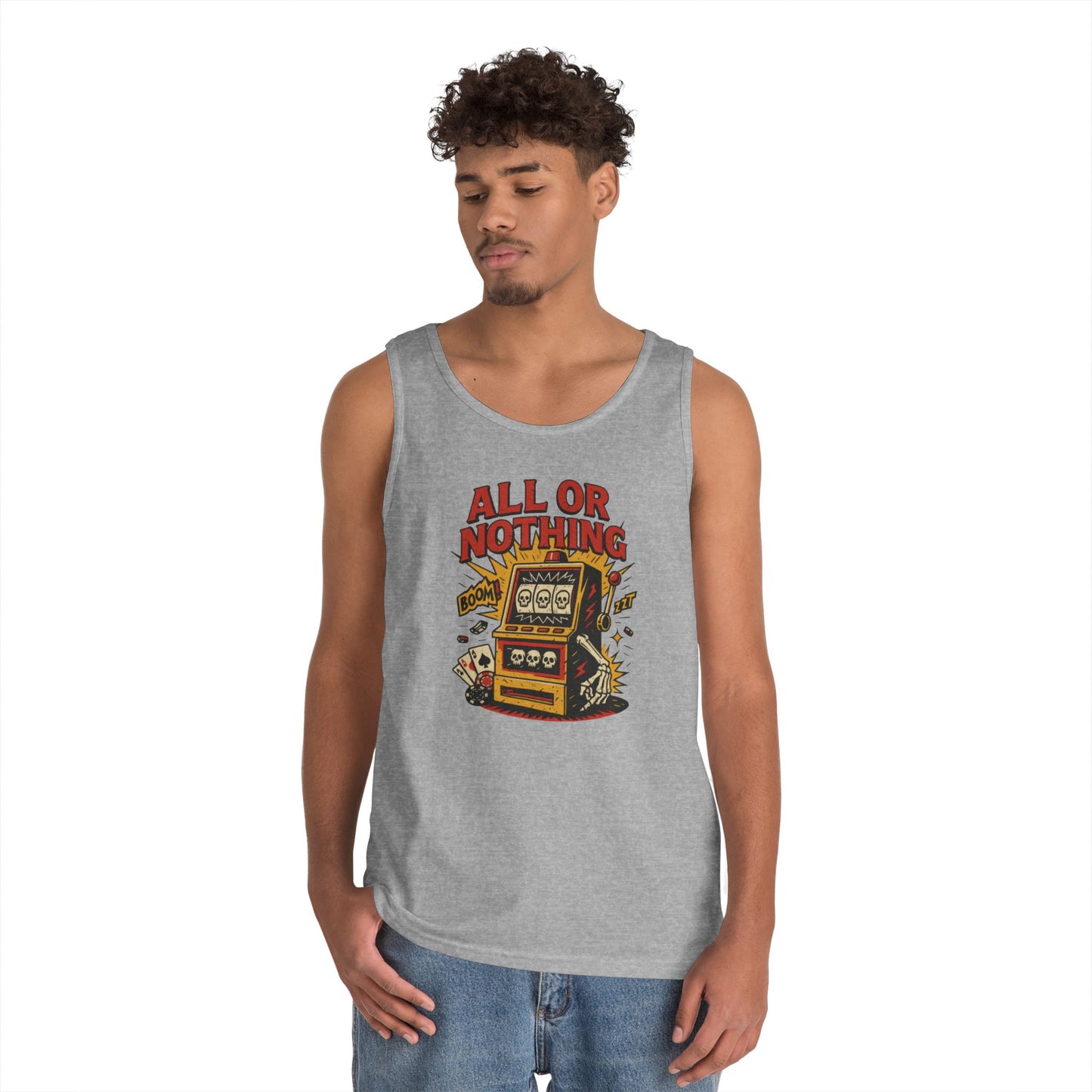 Retro Casino Vibes Tank Top, All or Nothing Design, Gift for Gamers,  Poker Lover Gift, Gaming Apparel, Slot Machine Graphic